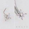 DAZZLING MULTI MARQUISE CUT CZ FLOWER CLUSTER POLISH 316L SURGICAL STEEL L-SHAPE NOSE RING
